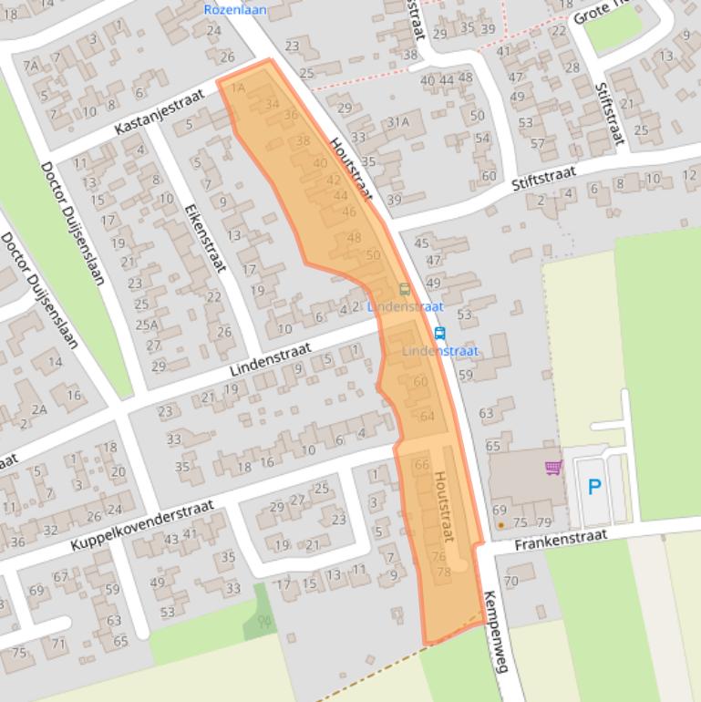 Kaart van postcodegebied 6127EE.