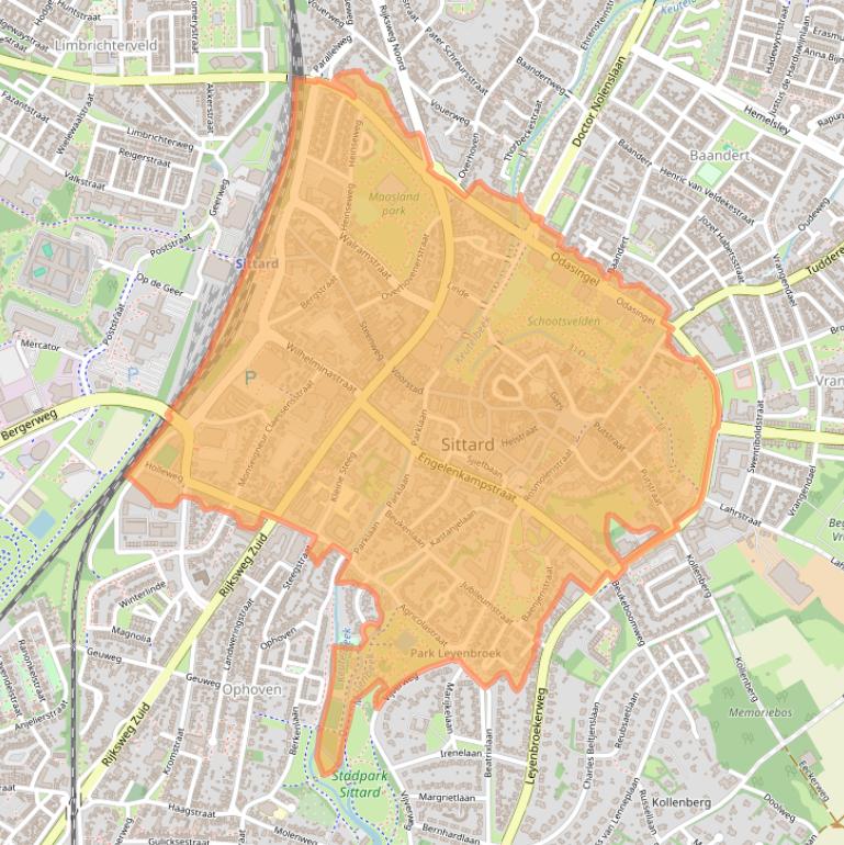Kaartafbeelding, ingezoomd op postcodegebied 6131.