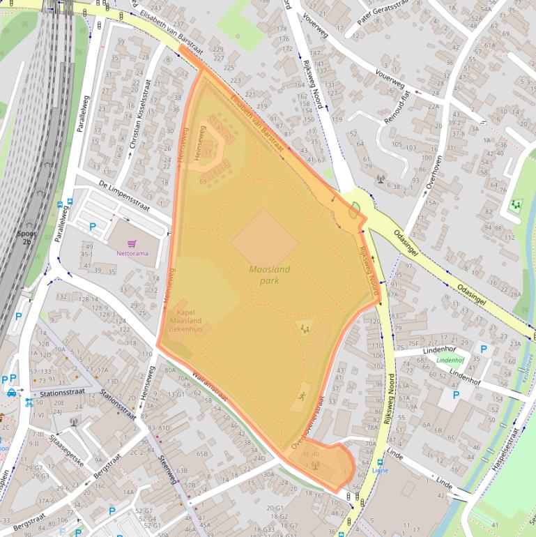 Kaart van postcodegebied 6131BK.