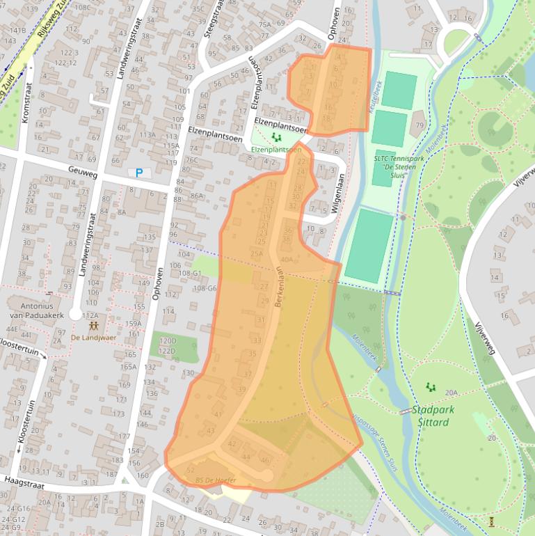 Kaart van postcodegebied 6133WZ.