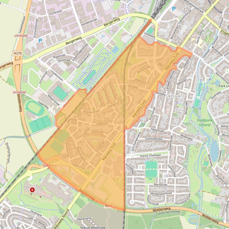 Kaart van postcodegebied 6134.