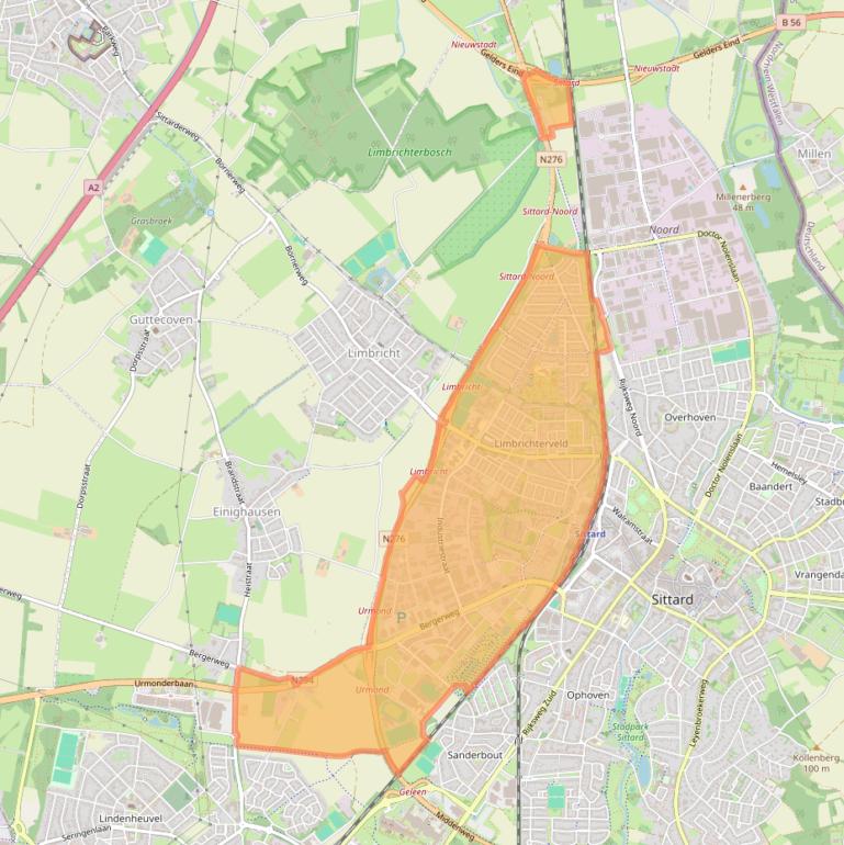 Kaart van postcodegebied 6135.