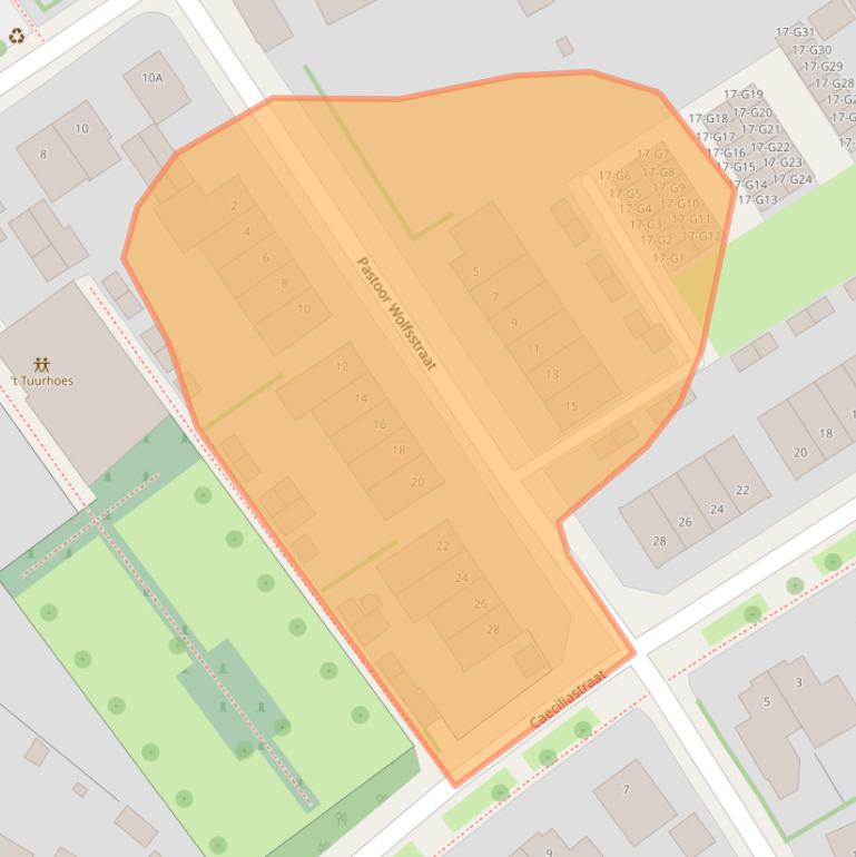 Kaart van postcodegebied 6143BE.