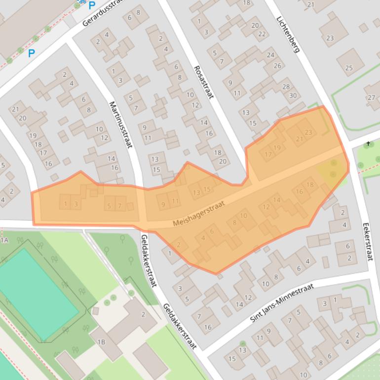 Kaart van postcodegebied 6151BZ.