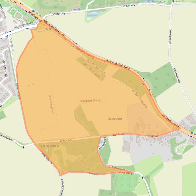 Kaart van postcodegebied 6153AA.