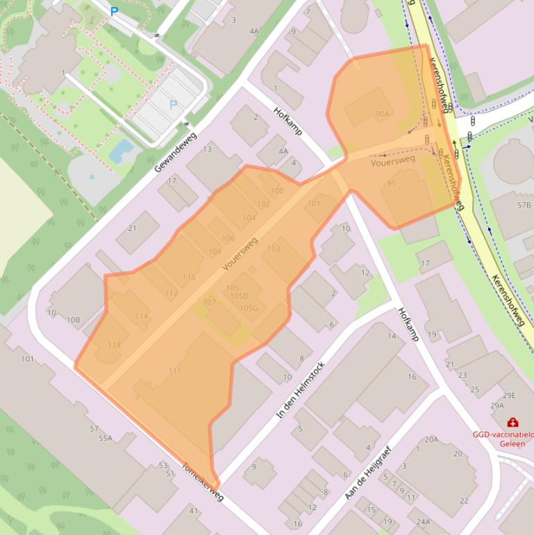 Kaart van postcodegebied 6161AG.