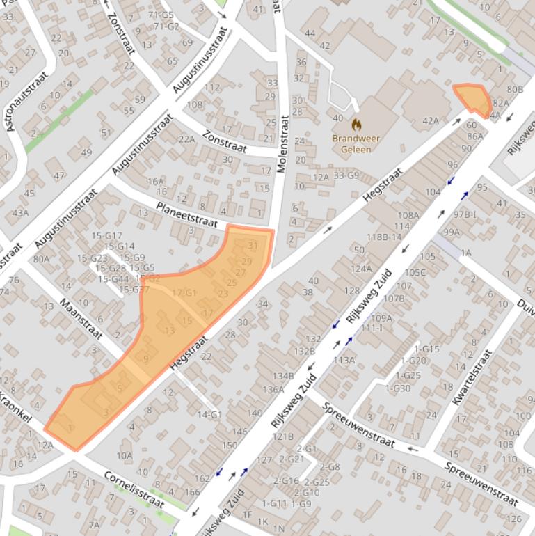 Kaart van postcodegebied 6161BC.