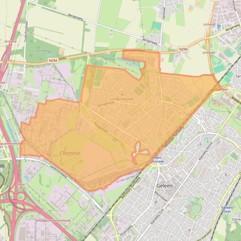 Kaartafbeelding, ingezoomd op postcodegebied 6163.