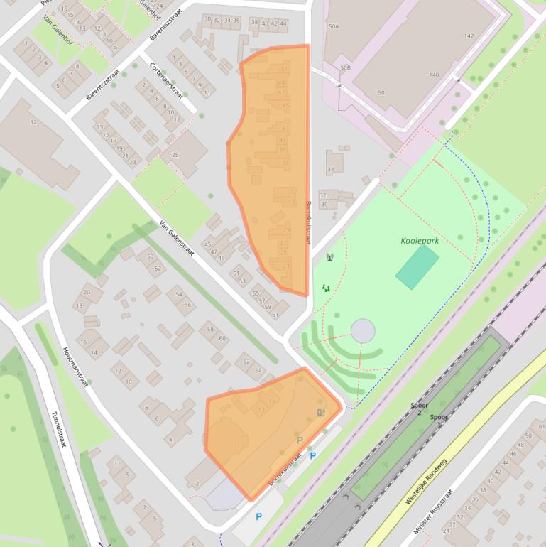 Kaart van postcodegebied 6163AA.