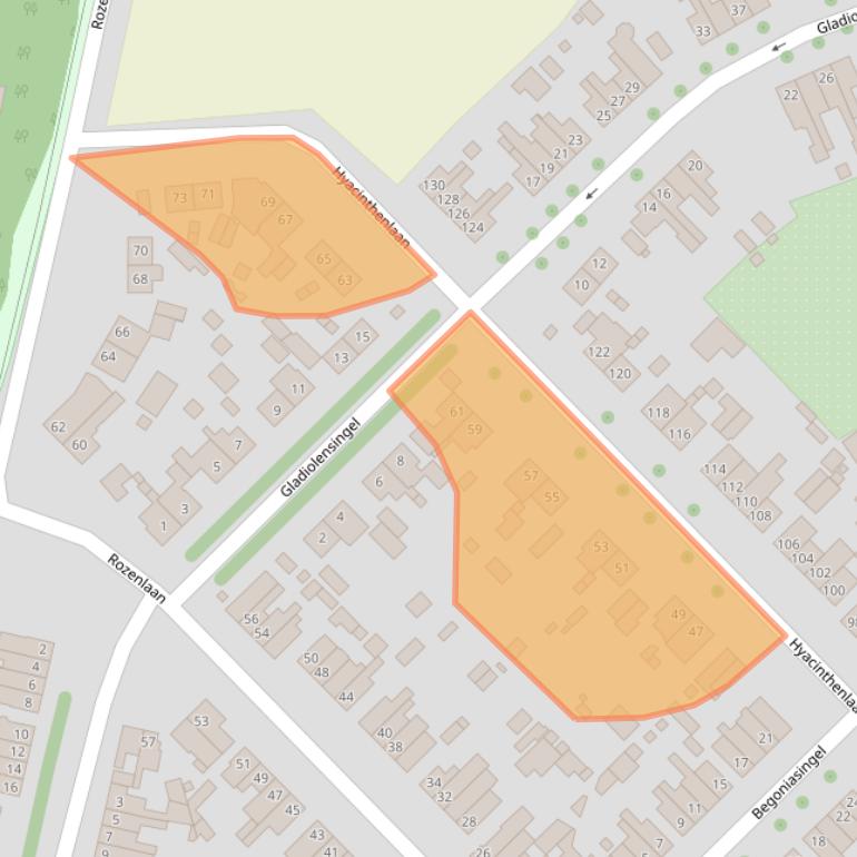 Kaart van postcodegebied 6163BJ.