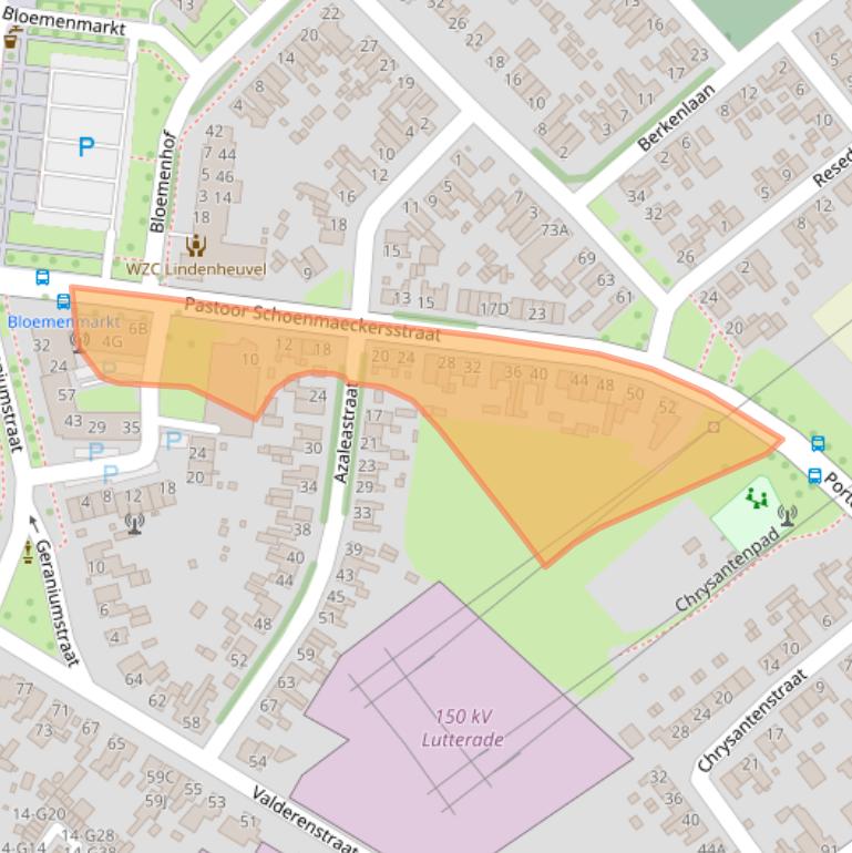 Kaart van postcodegebied 6163BW.