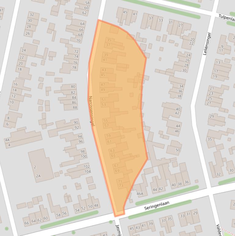 Kaart van postcodegebied 6163EB.