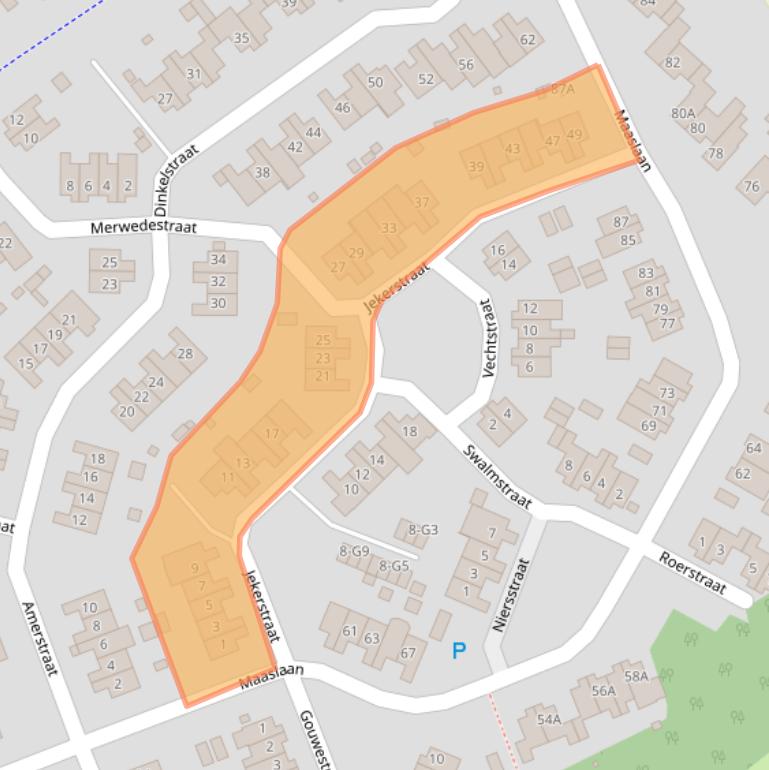 Kaart van postcodegebied 6163KJ.