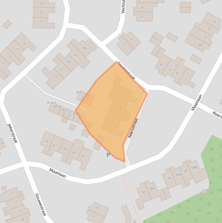 Kaart van postcodegebied 6163KR.