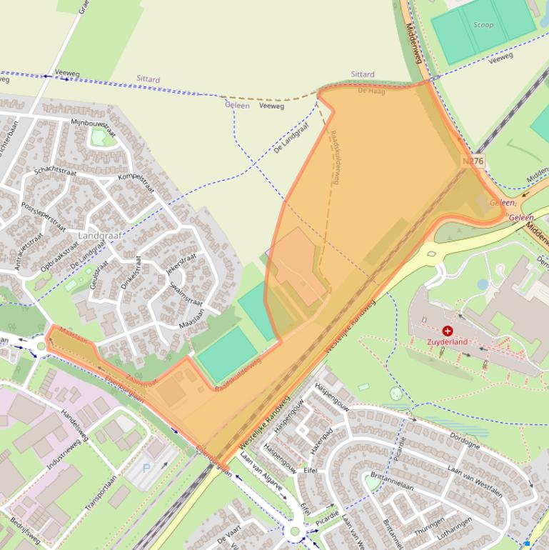 Kaart van postcodegebied 6163KW.