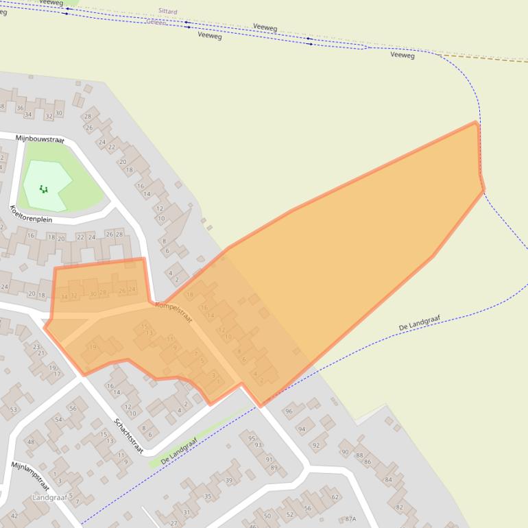 Kaart van postcodegebied 6163LE.