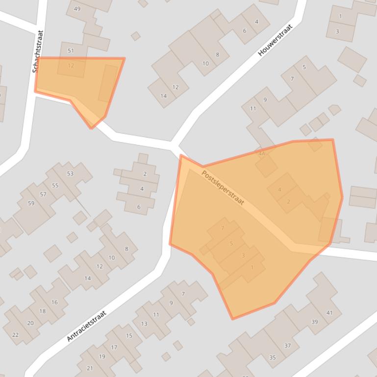 Kaart van postcodegebied 6163LN.
