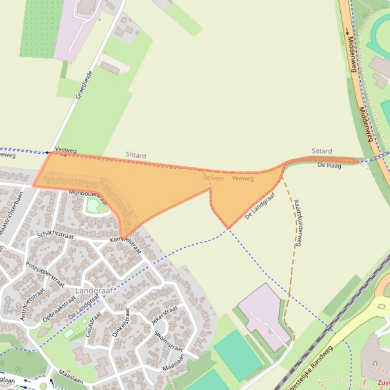 Kaart van postcodegebied 6163LW.