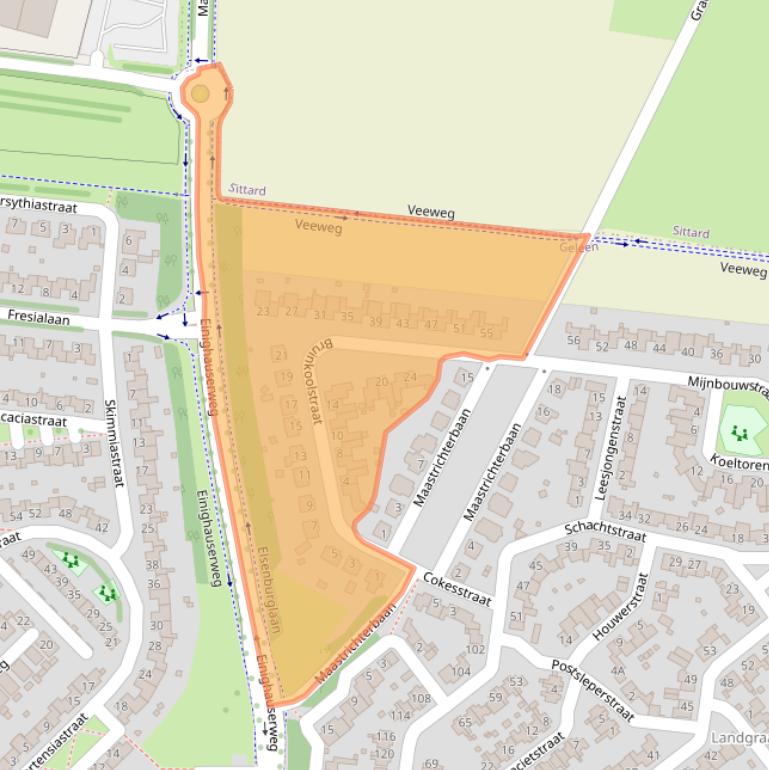 Kaart van postcodegebied 6163MB.