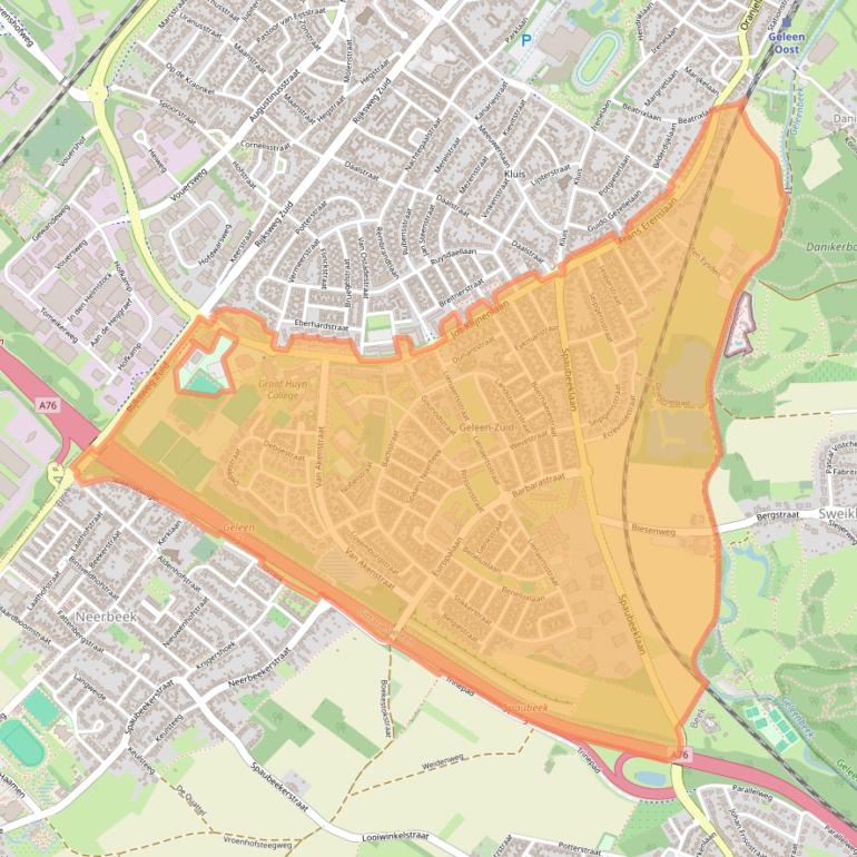 Kaart van postcodegebied 6164.