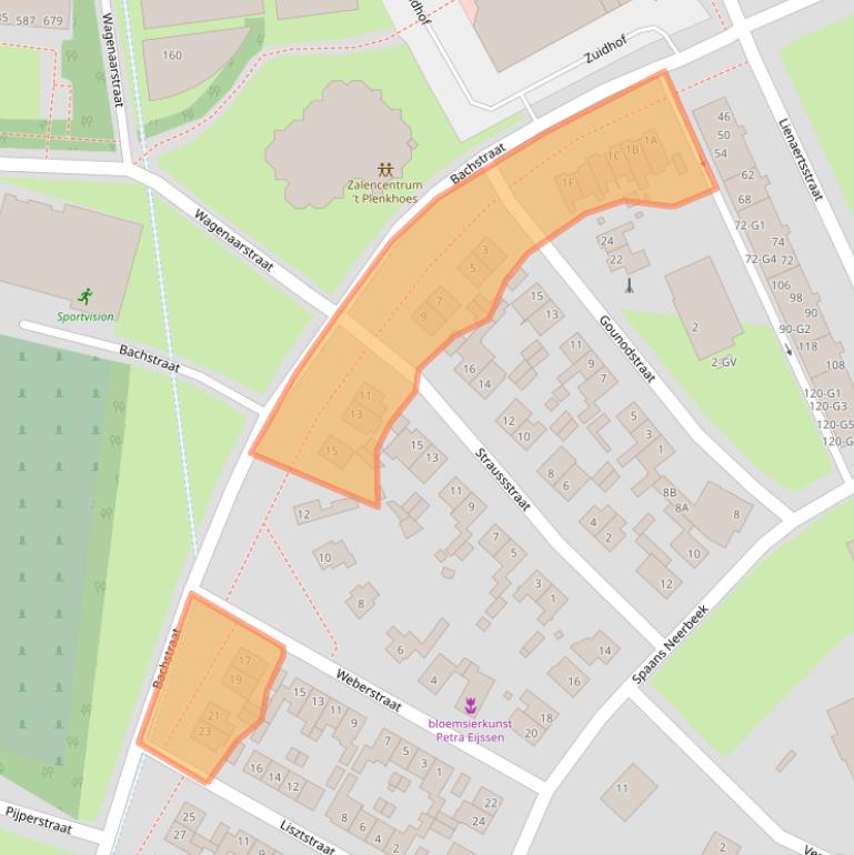 Kaart van postcodegebied 6164BW.