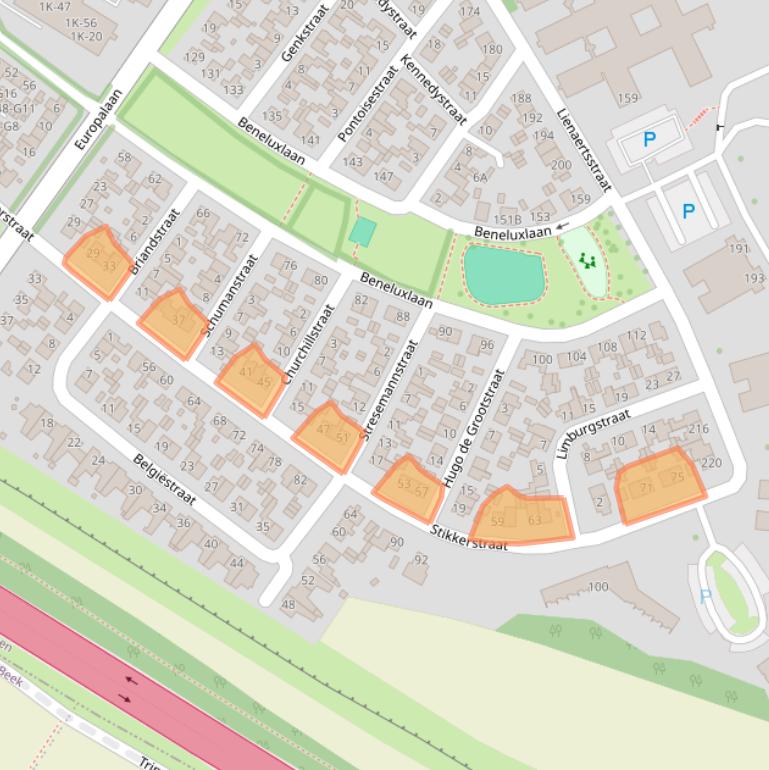 Kaart van postcodegebied 6164CR.