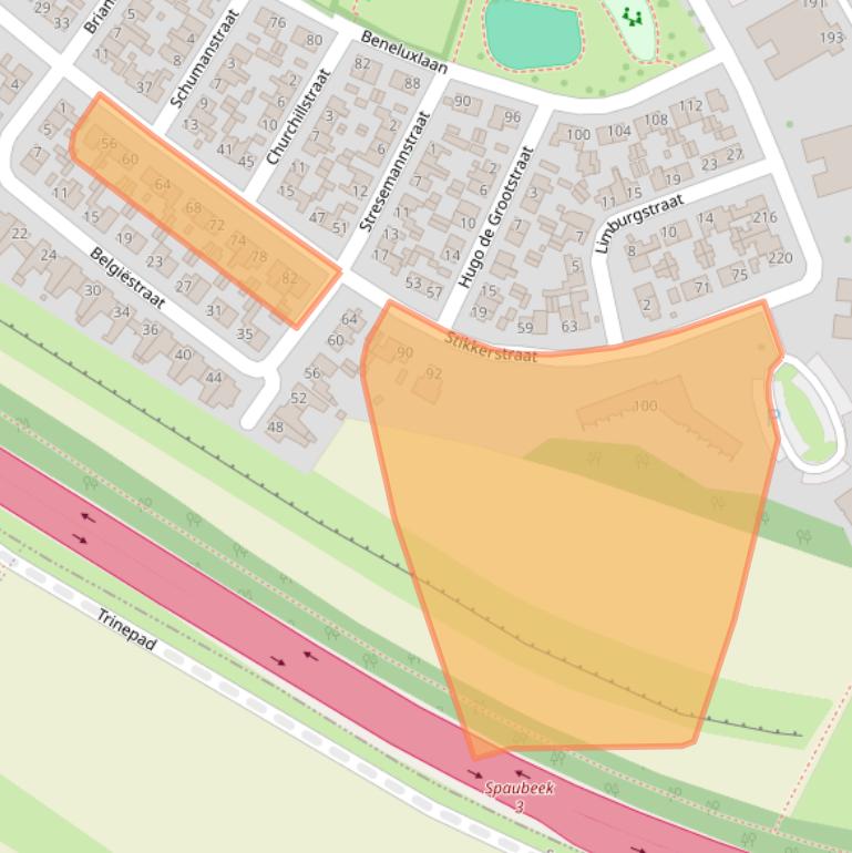 Kaart van postcodegebied 6164CT.