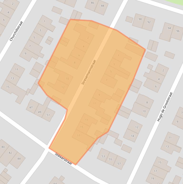 Kaart van postcodegebied 6164EH.