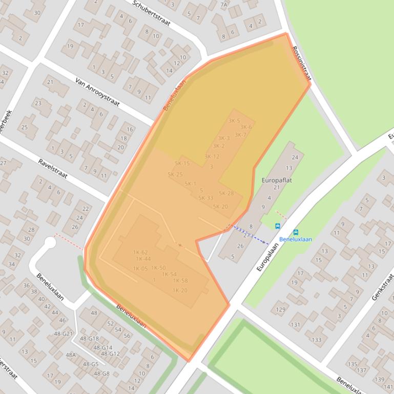 Kaart van postcodegebied 6164EM.