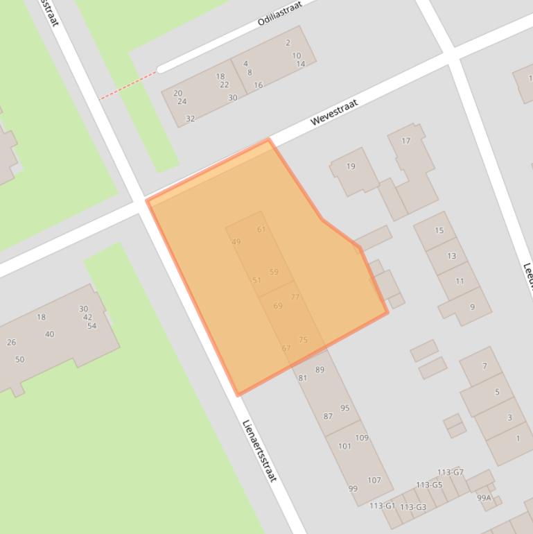 Kaart van postcodegebied 6164GE.