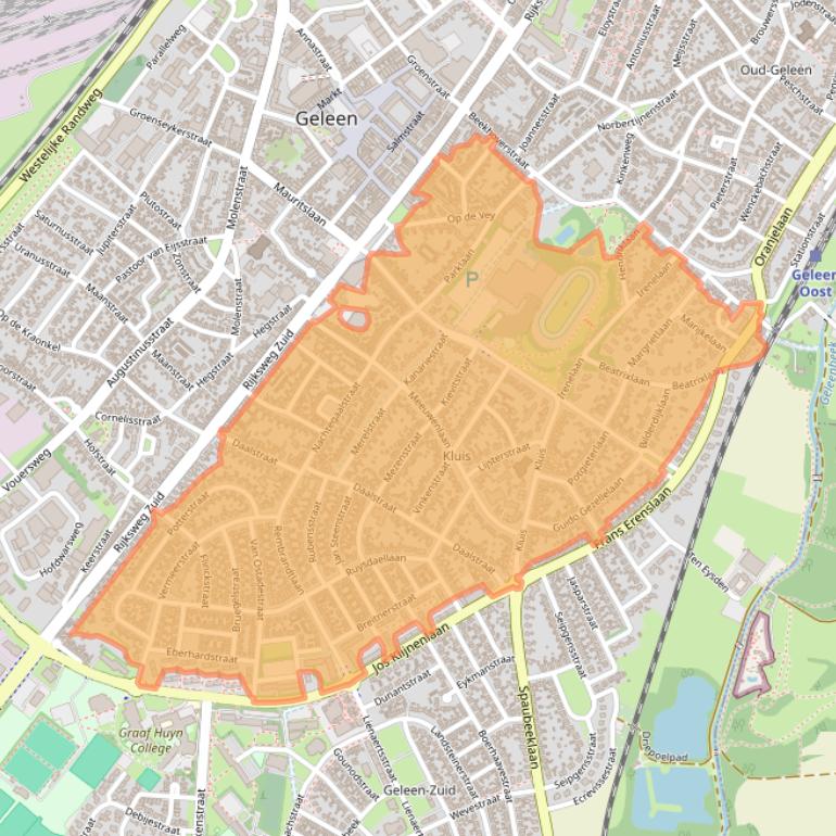 Kaart van postcodegebied 6165.