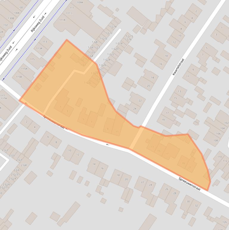 Kaart van postcodegebied 6165BA.