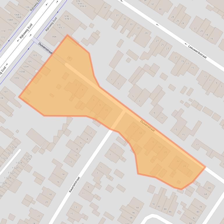 Kaart van postcodegebied 6165BG.