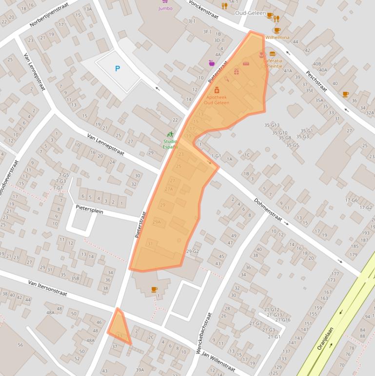 Kaart van postcodegebied 6166AN.