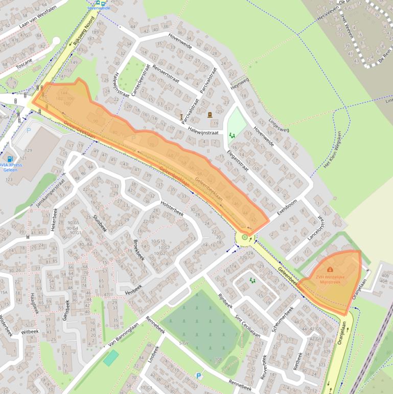 Kaart van postcodegebied 6166GR.