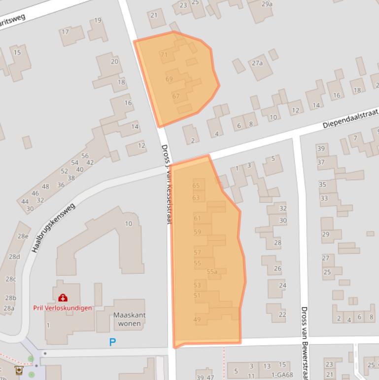 Kaart van postcodegebied 6171KB.