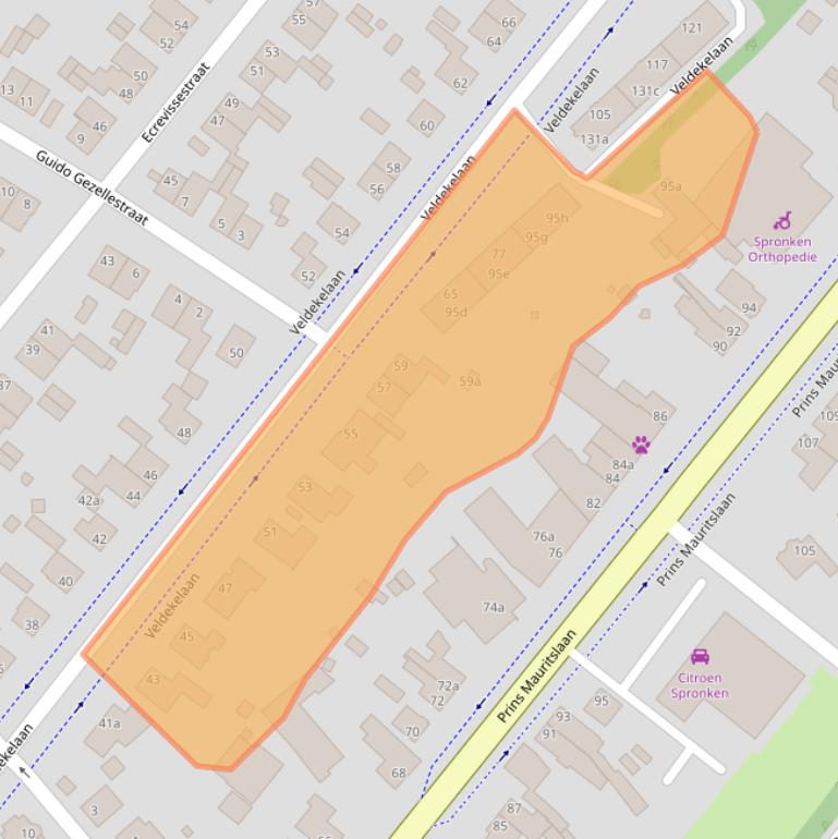 Kaart van postcodegebied 6191CT.