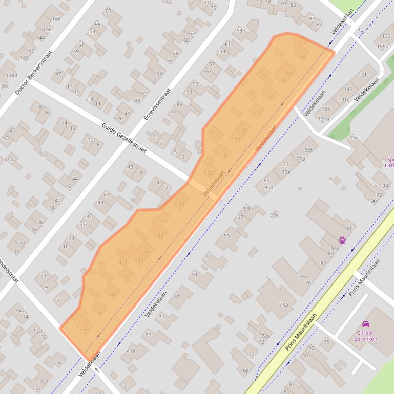 Kaart van postcodegebied 6191CZ.