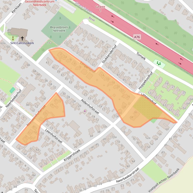 Kaart van postcodegebied 6191GX.