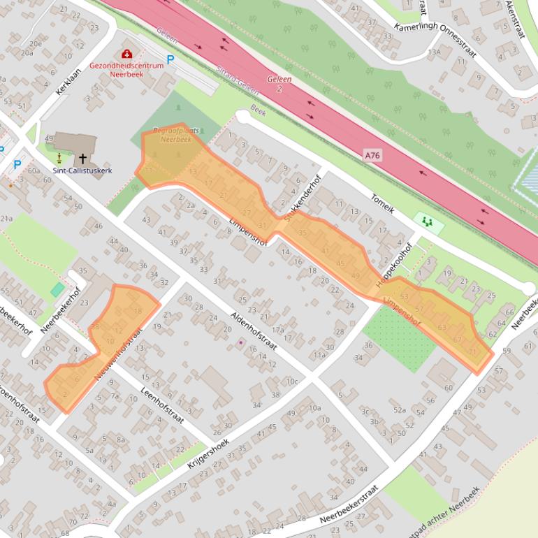 Kaart van postcodegebied 6191GZ.