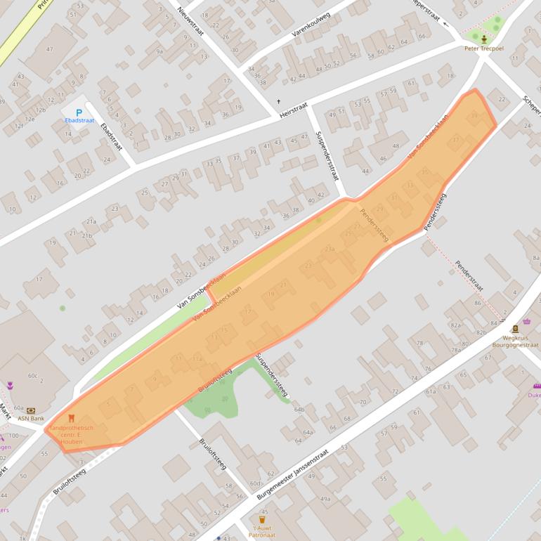 Kaart van postcodegebied 6191JL.