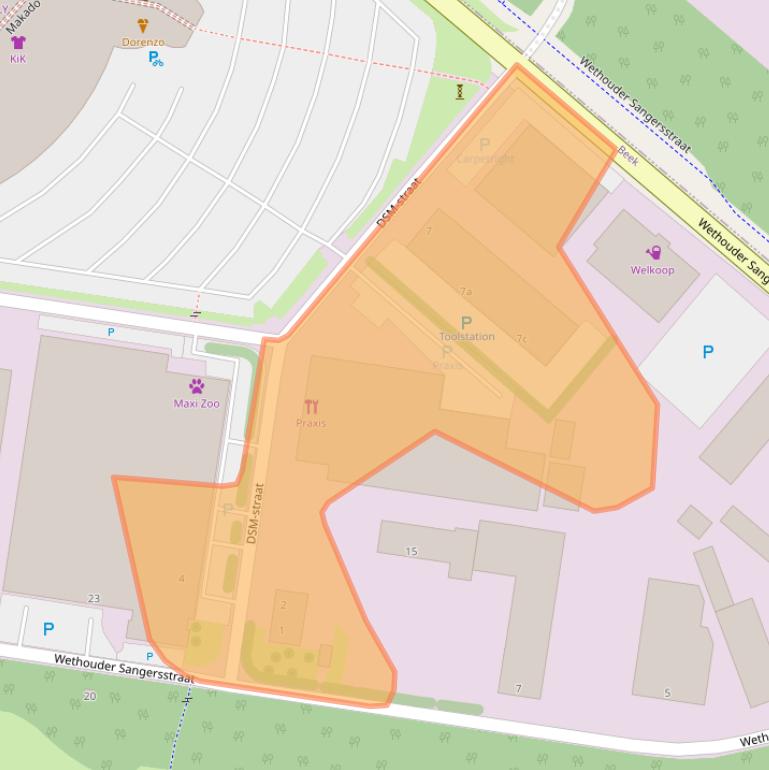 Kaart van postcodegebied 6191NB.