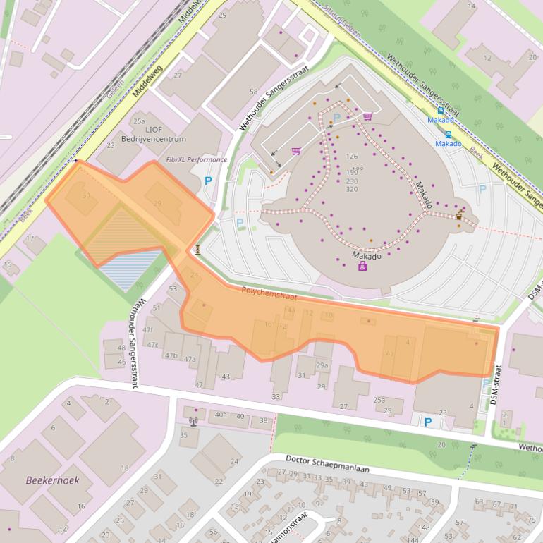 Kaart van postcodegebied 6191NL.