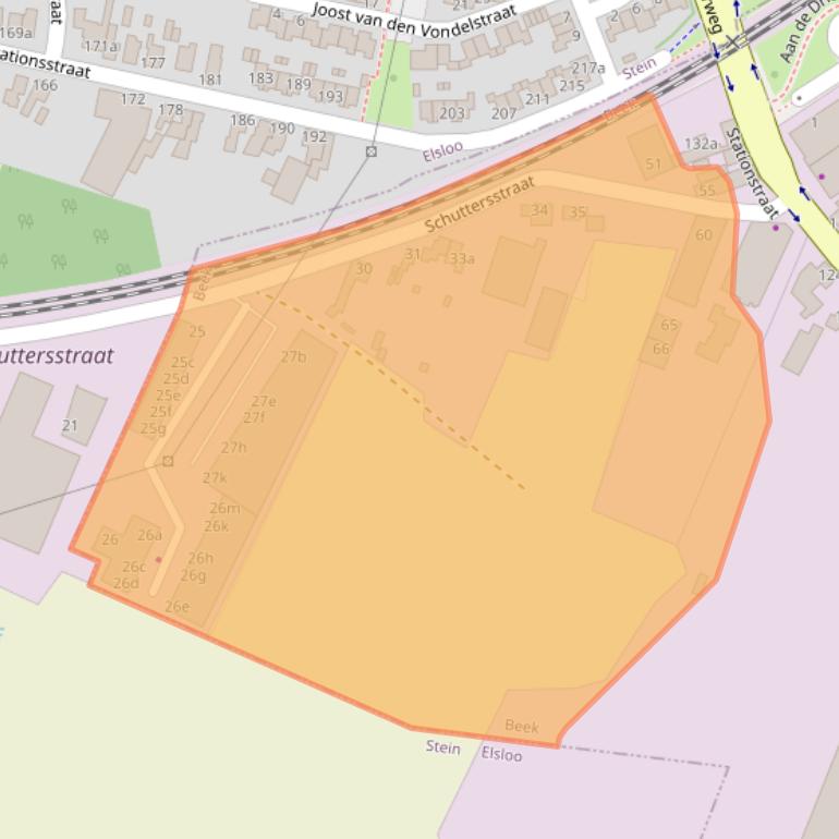 Kaart van postcodegebied 6191RZ.