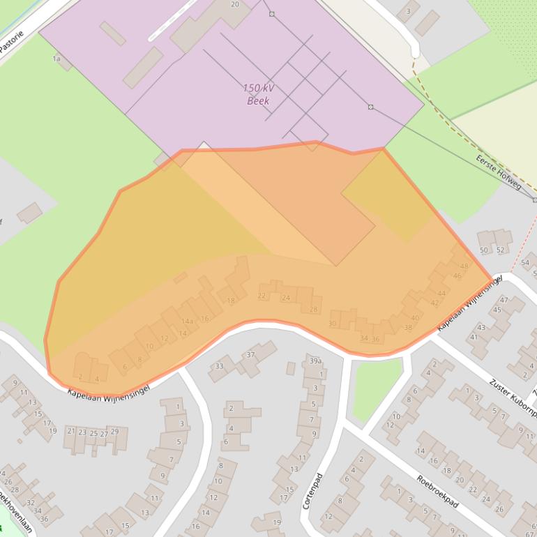 Kaart van postcodegebied 6191WB.
