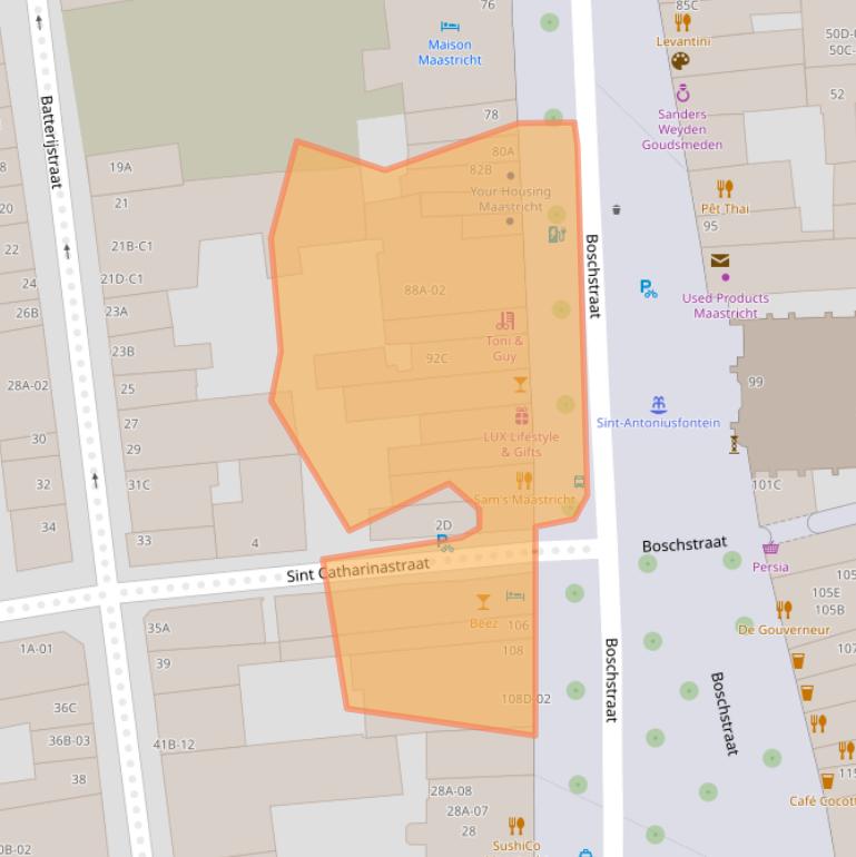 Kaart van postcodegebied 6211AZ.