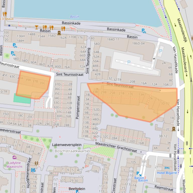 Kaart van postcodegebied 6211BA.