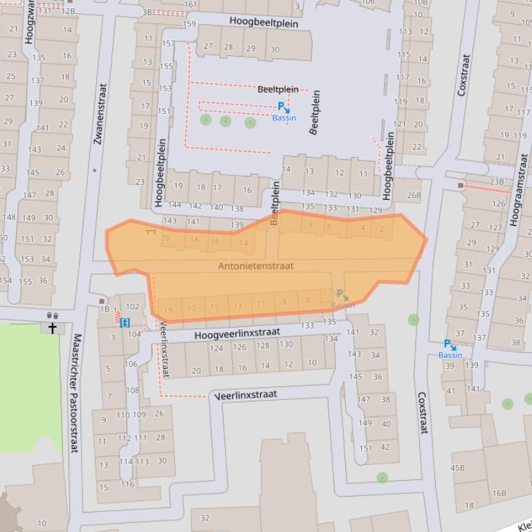 Kaart van postcodegebied 6211BD.