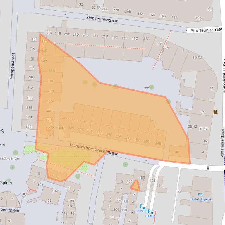 Kaart van postcodegebied 6211BG.