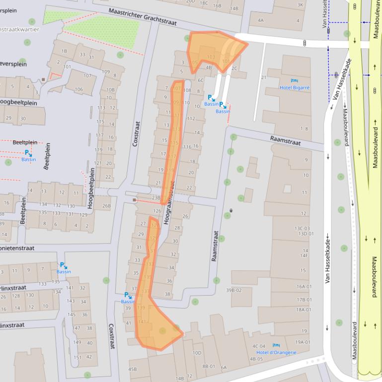 Kaart van postcodegebied 6211BJ.